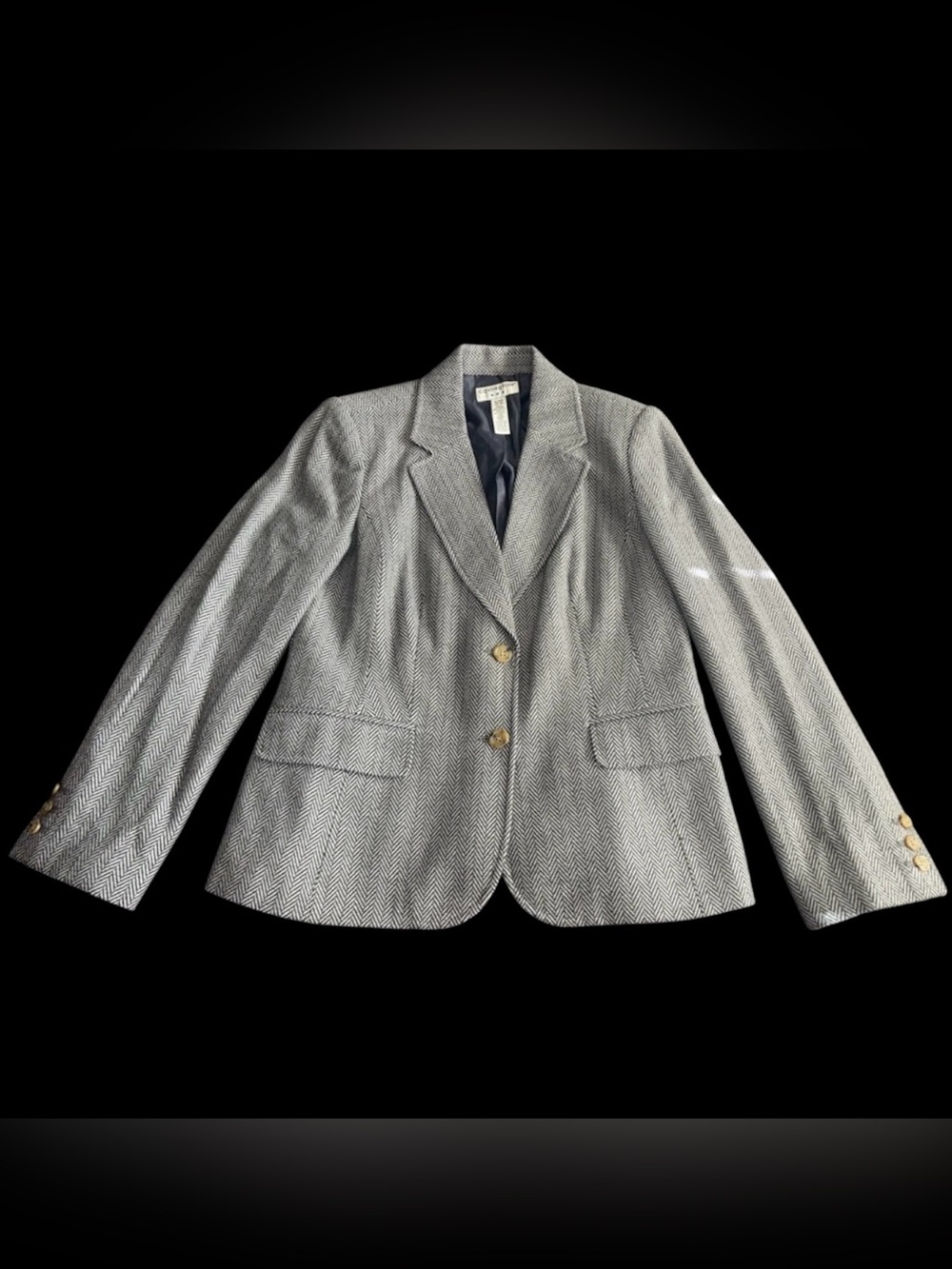 Covington Gray Herringbone Blazer Tailored Jacket Womens Small (6-8)